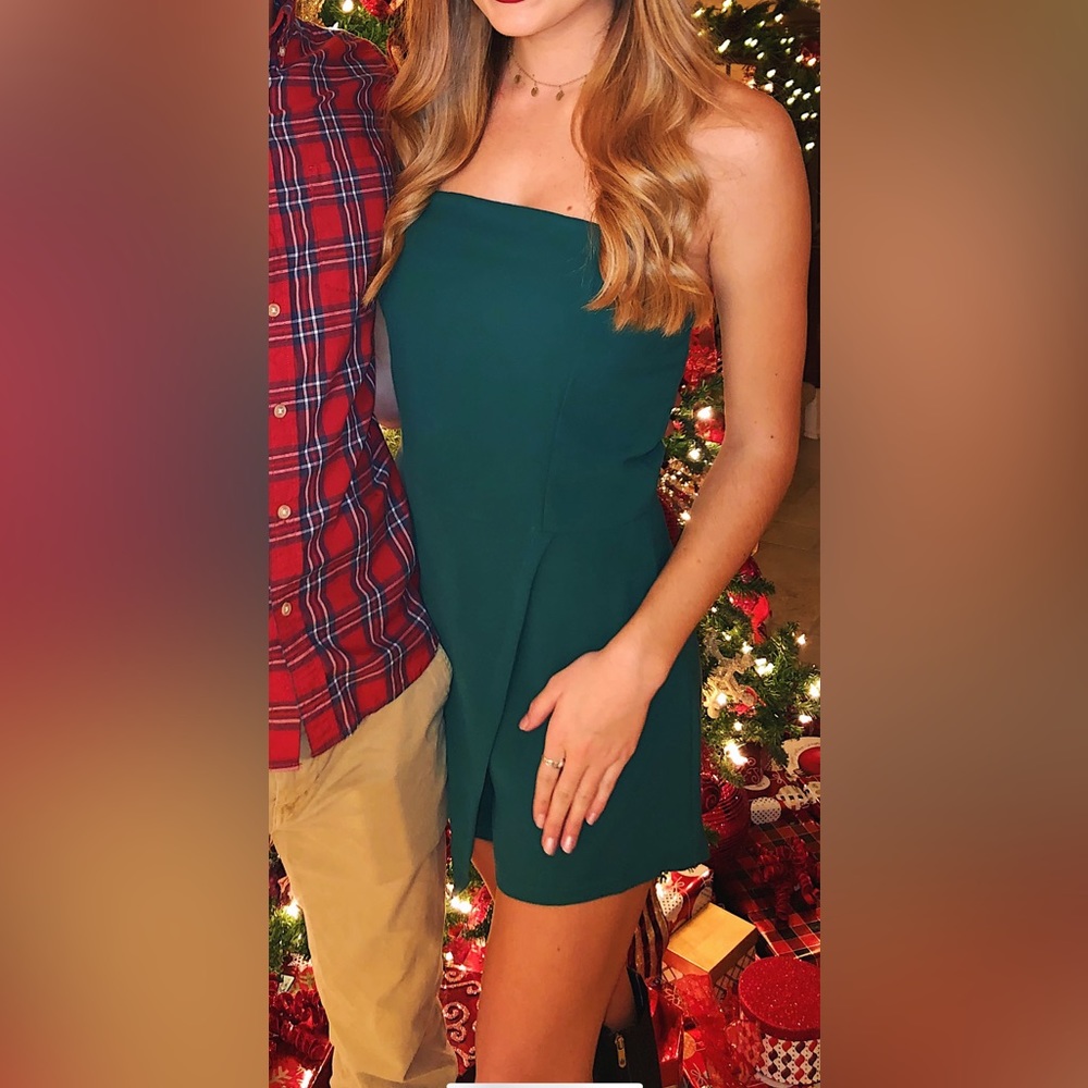 TCEC Strapless Hunter Green Romper